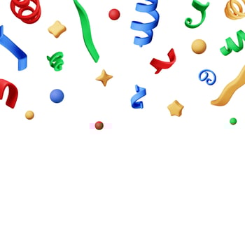 3D color party confetti on white background vector
