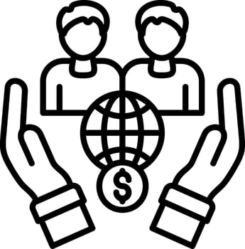 Two hands holding a globe and a dollar sign vector