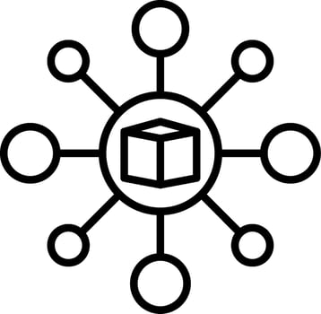 A black and white image of a cube with a circle around it vector