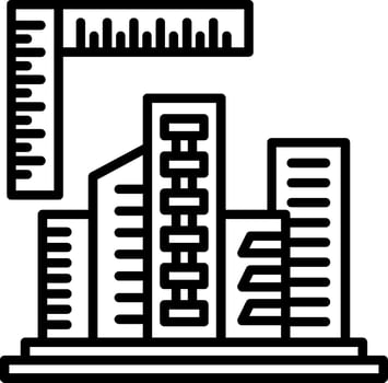 A city skyline with a ruler and a building vector