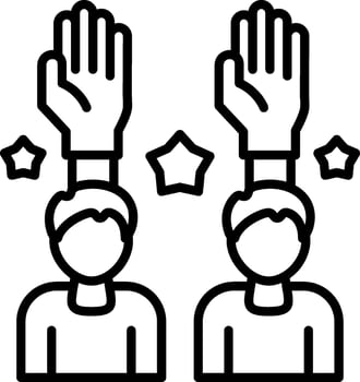 Two people with hands up in the air vector