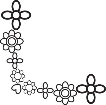 Outline Garden Flower Frame edge ornament png