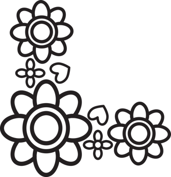 Outline Garden Flower Frame edge border design png