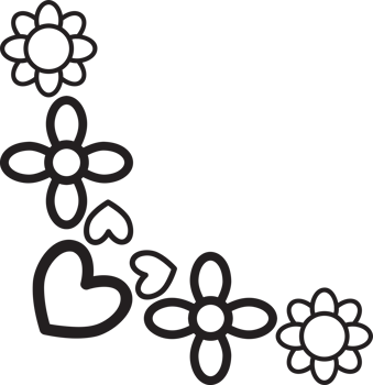 Outline Garden Flower Frame corner decoration design png