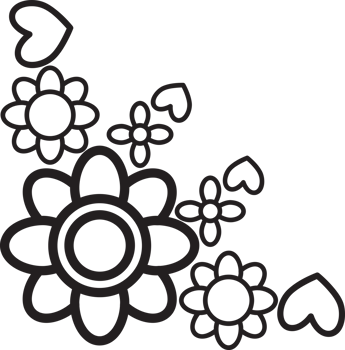 Outline Garden Flower Frame corner decoration png