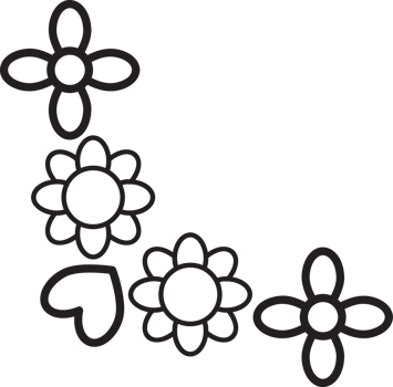 black and white Flower Outline Edges png