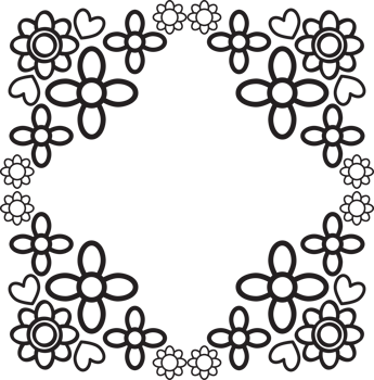 Floral frame Style in Black and White design png