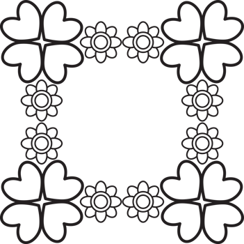 Stylish Black and White Flower Frame ornament design png