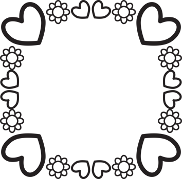 Floral frame Style in Black and White png