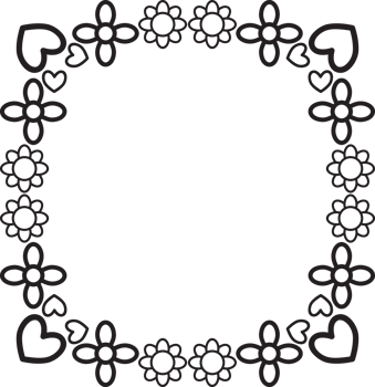Black and White Floral Frame decoration png