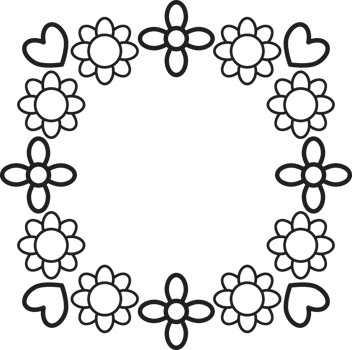 Monochrome style Floral Elegance ornament frame design png