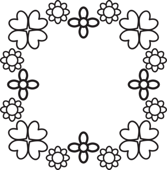 Black and White flower Blossom Frame png