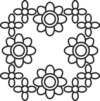 Vintage Floral Frame in Black and White png