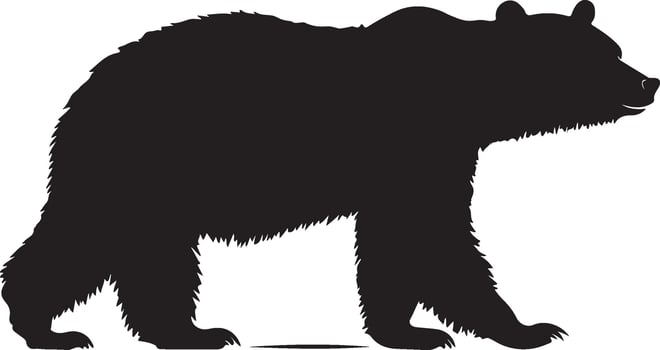 a black silhouette of a bear standing on its hind legs vector