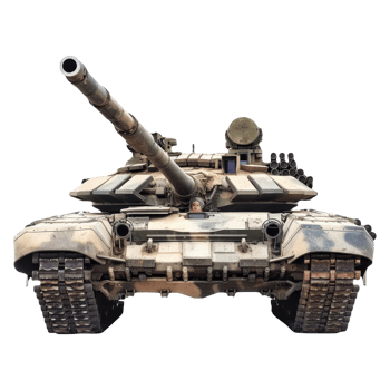 Tank on Isolated Background, Armored Combat Vehicle Front View png