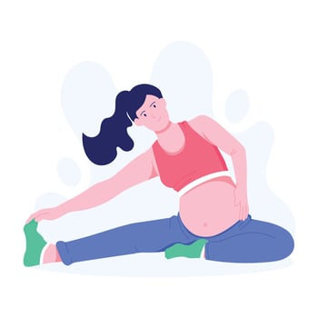 A flat style illustration of pregnancy stretches vector