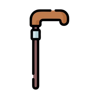 Old man walking stick icon illustration design vector