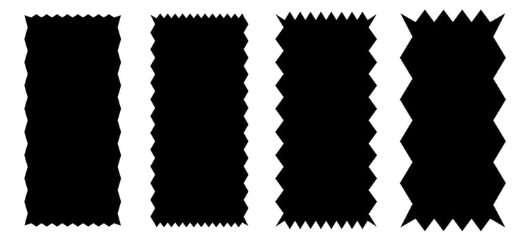 Zigzag border frame design. Geometric pattern with four variations vector