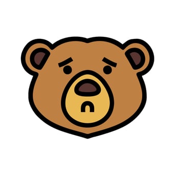 A cartoon bear head with a sad expression vector