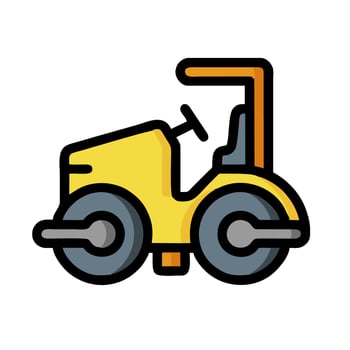 A yellow construction vehicle icon on a white background vector