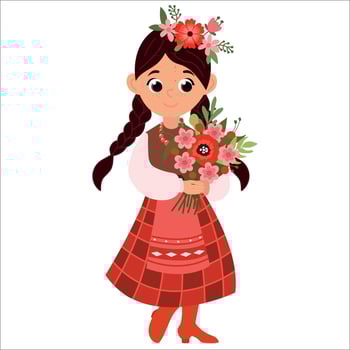 Ukrainian girl in national costume. White background, isolate vector