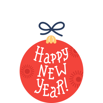 Christmas red ball with Happy New Year png