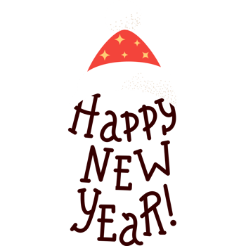 Santa hat with lettering Happy New Year png