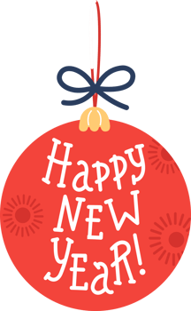 Christmas red ball with lettering Happy New Year png