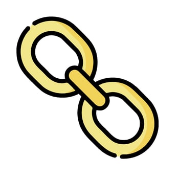 A yellow chain link icon on a white background vector