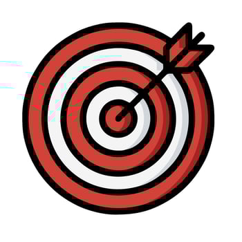 A red and white dart in the center of a target vector