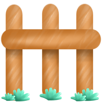 A minimalistic brown wooden fence with green grass png