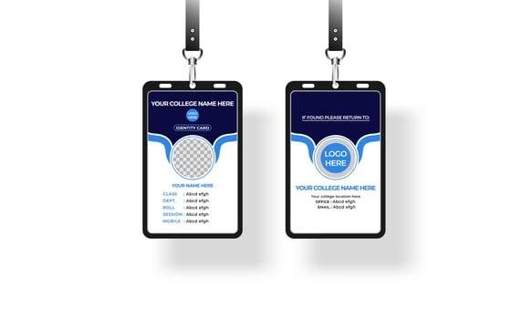 Blue color id card design template, Layer organized. vector