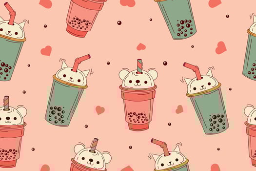 Tea, soft drinks in plastic cups, fashionable dessert, colorful collection. vector