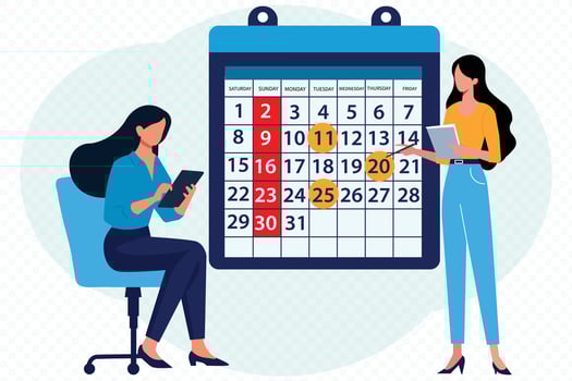 Two women and man having business meeting discussion flat design vector