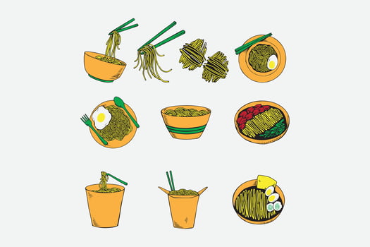 Noodle Drawing illustration 1 vector