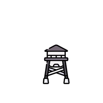 A drawing of a tower with a roof vector