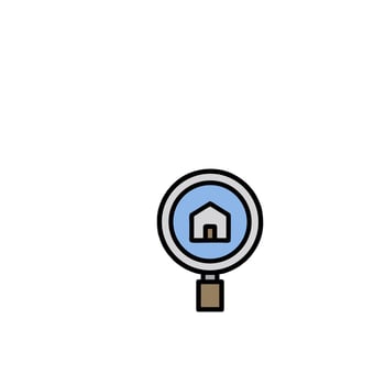 A magnifying glass with a house in the middle vector