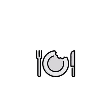 A black and white illustration of a fork and knife vector