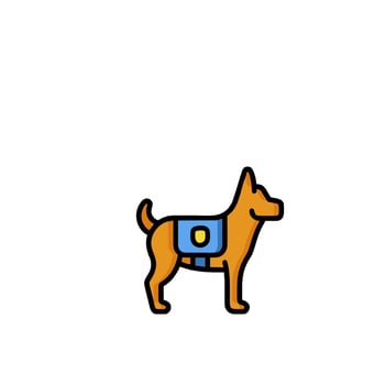 A dog with a blue backpack on its back vector