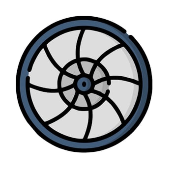 A blue and white fan icon on a white background vector