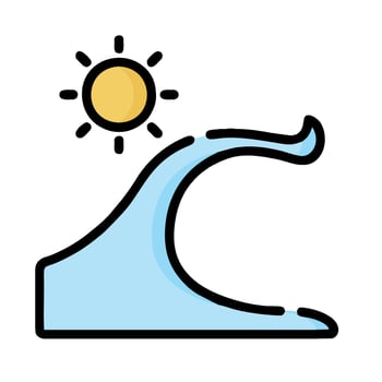 wave and sun icon illustration design vector