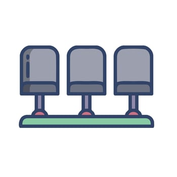 three chairs are sitting on a green surface vector
