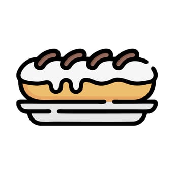 A donut with cream and chocolate on top vector