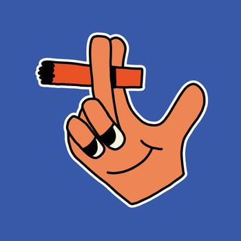 hand drawn cute hand holding cigarette illustration vector