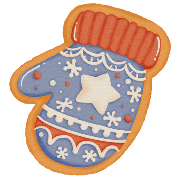 Christmas Mitten Cookie with Cozy Icing Pattern png