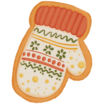 Christmas Mitten Cookie with Icing Pattern png