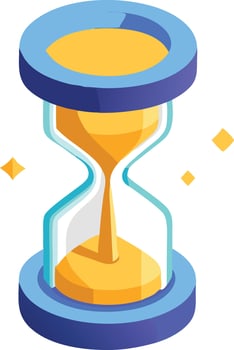 Isometric hourglass in bright colors, time management and productivity concept vector
