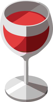 Simple isometric wine glass with red wine, food and drink concept illustration vector