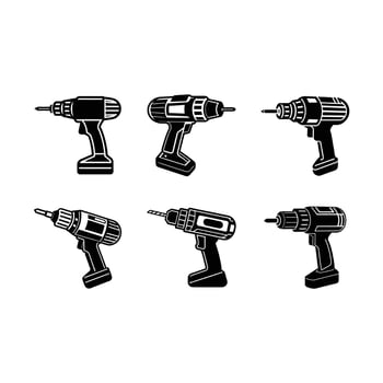 Electric drill and line art created with for modern design projects. vector