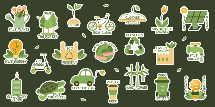 Stickers with ecology elements vector